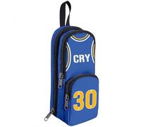 Shamoparty Caja de lápices de baloncesto azul n.º 30, bolsa de lápices de jugador de baloncesto con estrella de baloncesto, camiseta n.º 30, caja de lápices con patrón de dibujos animados, regalo de