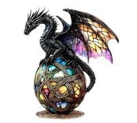 Shamoparty Esta encantadora figura de dragón acrílico 2D de cristal coloreado que combina elementos góticos y de fantasía y está encaramada en un globo terráqueo, es la decoración ideal para tu sala