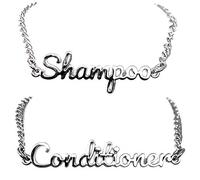 Shampoo and Conditioner Dispenser Label Tags 2pcs Set (Silver)