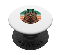 Shamrock Bear Leprechaun Hat St. Patrick's Day Retro PopSockets PopGrip Adhesivo