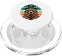 Shamrock Bear Leprechaun Hat St. Patrick's Day Retro PopSockets PopGrip para MagSafe