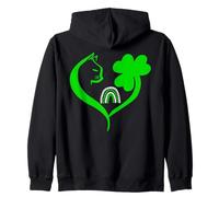 Shamrock Cat St Patricks Funny Irish Lucky Cat Charm Clover Sudadera con Capucha