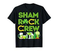 Shamrock Crew Leprechaun Green Hat Tréboles Cerveza Monedas de Oro Camiseta