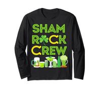 Shamrock Crew Leprechaun Green Hat Tréboles Cerveza Monedas de Oro Manga Larga