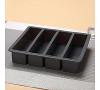 SHAMROCK HEALTH Molde de silicona para mantequilla con tapa, bandeja rectangular para mantequilla, pudín, jabón, chocolate, tarta de queso, barra de cubitos de hielo (negro con tapa transparente)