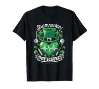 Shamrockin 'Estetoscopio Heartbeat Shamrock Clover The Scrubs Camiseta