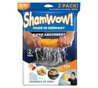ShamWow - 2 bayetas de gamuza multiusos superabsorbentes, 51 x 69 cm, para el hogar y el coche, no dejan pelusa ni marcas ni rayan, absorben 10 veces su peso, lavables a máquina, naranja.
