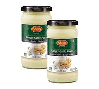 Shan Pasta de ajo de jengibre, 310 g, pasta de cocina tradicional que mejora el sabor de jengibre y ajo molido fresco, adecuado para vegetarianos, frasco de vidrio hermético (paquete de 2)
