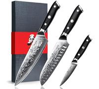SHAN ZU 3 Piezas Juego de Cuchillo de Cocina Damasco, Set Cuchillo Japonés | Acero Japonés de 67 Capas, Mango de G10, Cuchillo de Chef Cuchillo Santoku Cuchillo Pelador - PRO Series