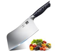 SHAN ZU Cuchillo Carnicero 18 cm, Cuchillo de Cocina Chino en Acero de Alto Carbono Japonés, para Cortar Carne y Verduras, Mango de Madera K133