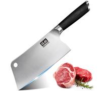 SHAN ZU Cuchillo de cocina, cuchillo de carne con agujero, cuchillo de chef afilado de 7 pulgadas, picador de verduras, cuchillo japonés de acero inoxidable de alto carbono con mango de madera de