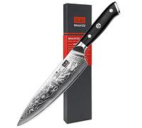 SHAN ZU Cuchillo de Cocina Damasco, 20cm Cuchillo Chef Japones de Acero Damasco de 67 Capas, Mango de Material G10, Cuchillo de Cocinero Profesional para Cortar Verdura, Fruta, Carne - PRO Series
