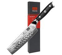 SHAN ZU Cuchillo de Cocina Nakiri Damasco, 16.5cm Cuchillo Japones para Verduras, Cuchillo de Chef de 67 Capas de Acero Damasco, Cuchillo de Cocinero Profesional con el Mango G10