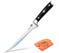 SHAN ZU Cuchillo de Filete 18 cm, Cuchillo Deshuesador, Cuchillo para Pescado Profesional, Cuchillo de Filetear de Pescado Súper Afilado en Acero Inoxidable Alemán, Mango de Madera Ergonómico