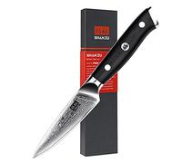 SHAN ZU Cuchillo de Fruta Damasco, 9,5cm Cuchillo para Pelar, Cuchillo de Cocina Acero Damasco Japones de 67 Capas, Mango de Material G10 - Series PRO