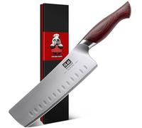 SHAN ZU Cuchillo Nakiri 18 cm, Cuchillo Cocina Japonés para Verduras y Carne, Cuchillo de Chef con Hoja Afilada de Acero Inoxidable de Alto Carbono 10Cr15Mov y Mango Ergonómico de Madera de Pakka