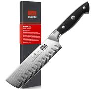 SHAN ZU Cuchillo Nakiri Damasco 16,5 cm, Cuchillo de Verduras Profesional, Cuchillo Chef de Acero Damasco (AUS-10), Cuchillo de Cocina Japonés, Mango Ergonómico G10 - SUN Series