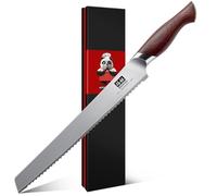 SHAN ZU Cuchillo Pan 25 cm, Cuchillo Sierra Japonés para Pan, Bagels y Pasteles, Coltello da Torta con Hoja Afilada de Acero Inoxidable de Alto Carbono 10Cr15Mov y Mango Ergonómico de Madera de Pakka