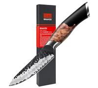SHAN ZU Cuchillo para Pelar Japonés Forjado a Mano, Cuchillo Pelador de Cocina 9,5 cm, 7 Capas Cuchillo Monador Afilado de Acero 9Cr18MOV, Cuchillo para Pelar Fruta, Mango de Madera de Arce