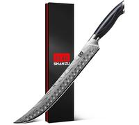 SHAN ZU Cuchillo para Trinchar 30 cm Acero en Polvo,Japonés Cuchillo para Barbacoa Afilado de alto Contenido en Carbono de 12°, Cuchillo de Cocina con Mango Ergonómico de Madera de Pakka