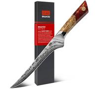 SHAN ZU Cuchillo Pescado Damasco 18cm, Cuchillo Deshuesador Japonés | Acero en Polvo SG2, 91 Capas Forjado a Mano, Mango de Arce - WHITE TIGER Series