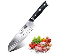 SHAN ZU Cuchillo Santoku, Cuchillo Japones, Cuchillo Chef, Cuchillo de Cocinero de Acero Inoxidable Alemán 1.4116, Mango de Madera Pakka