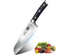SHAN ZU Cuchillo Santoku Japones, Cuchillos de Cocina Profesionales 18cm, 7 ''Cuchillo Chef de Acero Inoxidable Alemán de Alto Carbono, Cuchillos Cocinero para Frutas, Verduras, Carne
