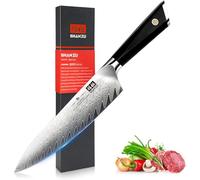SHAN ZU Cuchillos Cocina de Damasco 20cm 10Cr15MoV de Cuchillo Chef Japonés de Acero Damasco de 67 Capas, Mango de Material G10, Cuchillo de Cocinero Profesional para Cortar Verdura, Fruta, Carne
