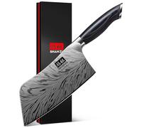 SHAN ZU Cuchillos Cocina Profesional 18 cm - Acero Japonés en Polvo de 63 HRC Cuchillo Carne Afilado con Filo de 12°con Mango de Madera Pakka, Cuchillo Carnicero para Carne, Pescado y Verduras