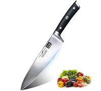 SHAN ZU Cuchillos de Cocina Profesionales, Cuchillo Chef 20cm, 8 Pulgadas Cuchillo de Cocinero de Acero Inoxidable Alemán, Hoja Durable y Afilada para Verduras, Frutas y Carne en Restaurantes y Casa