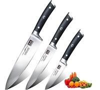 SHAN ZU Juego de 3 Piezas de Cuchillos de Cocina, Cuchillo de Chef 20cm de Acero Inoxidable Alemán, Cuchillo Universal 15cm, Cuchillo Puntilla para Pelar 9,5cm, Cuchillos para Fruta y Verdura, Carne