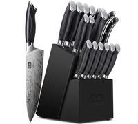 SHAN ZU Juego de Cuchillos de Cocina de 16 Piezas, Cuchillos Cocina Japoneses en Acero en Polvo, Juego de Cuchillos de Chef con Alto Contenido de Carbono 63 HRC Con Mango de Madera de Pakka
