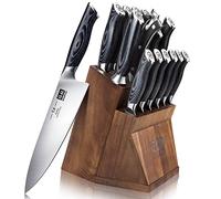 SHAN ZU Juegos de Cuchillos con Bloque, Juego de Bloque de Cuchillos, Juegos de Cuchillos de Cocina Japoneses de Súper Acero con Bloque Extraíble y Mango Ergonómico K133, Serie Genbu de Tortuga Negra