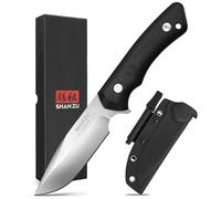 SHAN ZU Outdoor Messer Feststehende Klinge, Survival Messer Gürtelmesser Jagdmesser aus D2 Stahl mit Scheide und Feuerstahl, Perfektes Scharfes Camping Messer (plateado)