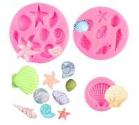 ShanBye Moldes Oceánicos,3 PCS Moldes de Silicona con Formas de Estrella de Mar Conchas y Caracolas para Hacer Chocolate Fondant y Repostería Decoración Oceánica 3D para Pasteles DIY Adultos y Niños