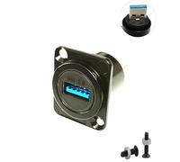 SHANFEILU Adaptador de montaje en panel USB 3.0 tipo D macho a hembra, conector recto a través del panel para transferencia de datos de extensión USB, carga de 5 Gbps, color negro