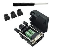 SHANFEILU Conector de ruptura DB9 a terminal sin soldadura RS232 D-SUB adaptador serie macho de 9 pines, núcleo de goma negra con funda, destornillador, pernos largos