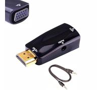 SHANFEILU Convertidor adaptador HDMI a VGA con cable de audio de 3,5 mm, VGA hembra a HDMI macho, conector chapado en oro para HDTV, PC, monitor de escritorio, portátil, proyector