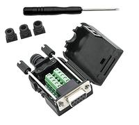 SHANFEILU DB9 Conector de ruptura cableado Terminal sin Soldadura RS232 D-Sub Adaptador Serie Hembra Junta ruptura Puerto 9 Pines Núcleo Goma Negro con Funda,Destornillador,Pernos Largos