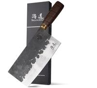 SHANGDAO Cuchillo de carnicero, cuchillo de carnicero de 18cm, cuchillo picador de acero con alto contenido de carbono, hoja forjada y mango de madera, para cocinas caseras y restaurantes