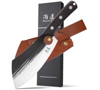 SHANGDAO Cuchillo de chef de 19 cm, cuchillo de chef serbio mejorado, cuchillo de carnicero para cortar carne, cuchillo de carnicero forjado con funda, cuchillo de cocina de espiga