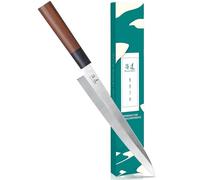 SHANGDAO Cuchillo Sashimi de Sushi de 25cm, Cuchillo Japonés Yanagiba para Cortar Pescado, Filetear y Rebanar, Acero Inoxidable Alemán de y Mango Tradicional