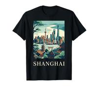 Shanghai China Asia Horizonte Retro Viaje Gráfico Camiseta