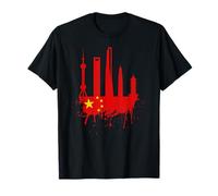 Shanghai Skyline Bandera China China Asia Art Love Shanghai Camiseta