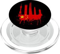 Shanghai Skyline Bandera China China Asia Art Love Shanghai PopSockets PopGrip para MagSafe
