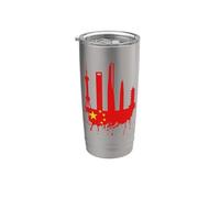 Shanghai Skyline Bandera china China Asia Art Love Shanghai Vaso térmico de acero inoxidable de doble pared