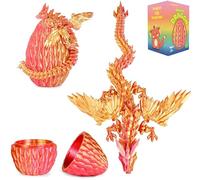 Shangkanlan Dragón en huevo 3D - Figura de dragón de cristal totalmente articulado, decoración dorada para escritorio y coleccionista, Pascua y Navidad (oro rojo)