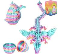 Shangkanlan Dragón en huevo 3D - Figura de dragón de cristal totalmente articulado decoración dorada para escritorio y coleccionista, Pascua y Navidad (arco iris)
