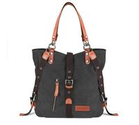 SHANGRI-LA Canvas Tote Handbag Casual Purse Shoulder Bag for Women Convertible Backpack