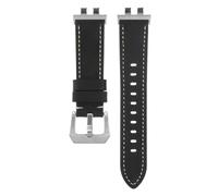 Shangshi Correa de reloj de cuero vacuno compatible con Casio GMW-B5000 GM-B2100 GMC-B2100 GMW B5000 GM B2100 (negro plateado)